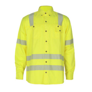 Flame Resistant FR High Visibility Hi Vis Long Sleeve Shirt